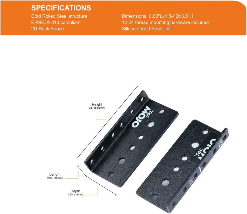 Tecmojo 2U Vertical Rack Rail Pair Kit DIY Rack Rails Kit, 12-24 Screws Included to Mount Equipment 2U-20U - Image 2